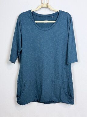 Toad&Co Ursa Blue Scoop Neck Organic 3/4 Sleeve Tunic L